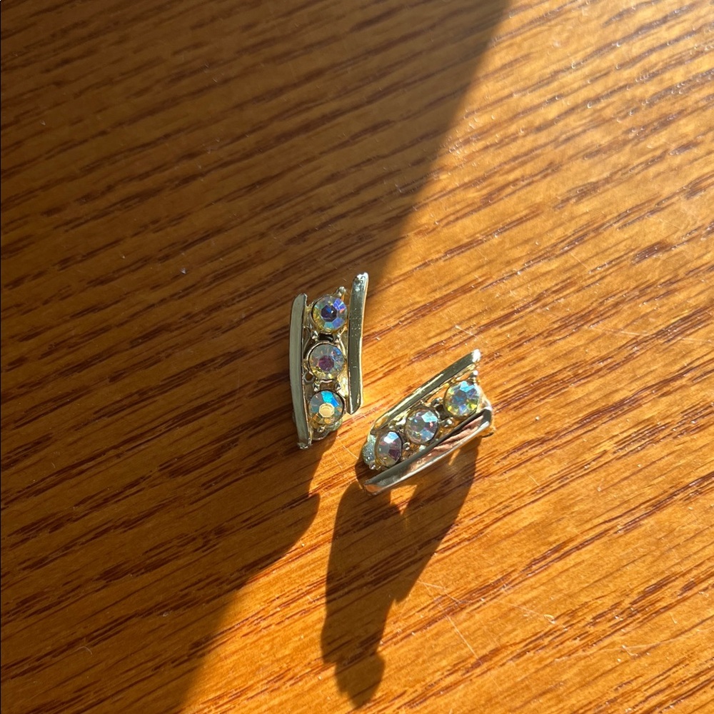 Elegant Gold Crystal Clip On Earrings